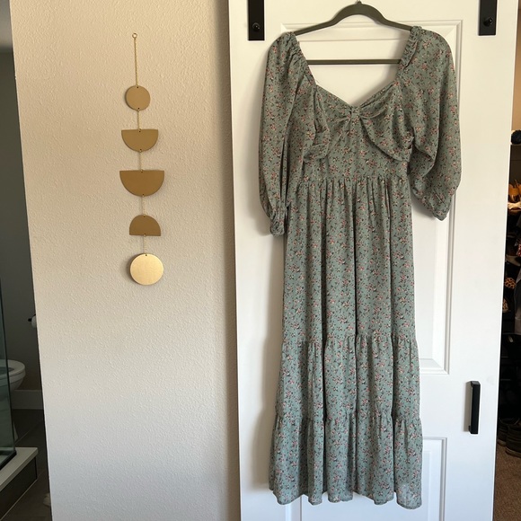 Bohme Green Floral Midi Dress - Picture 3 of 5